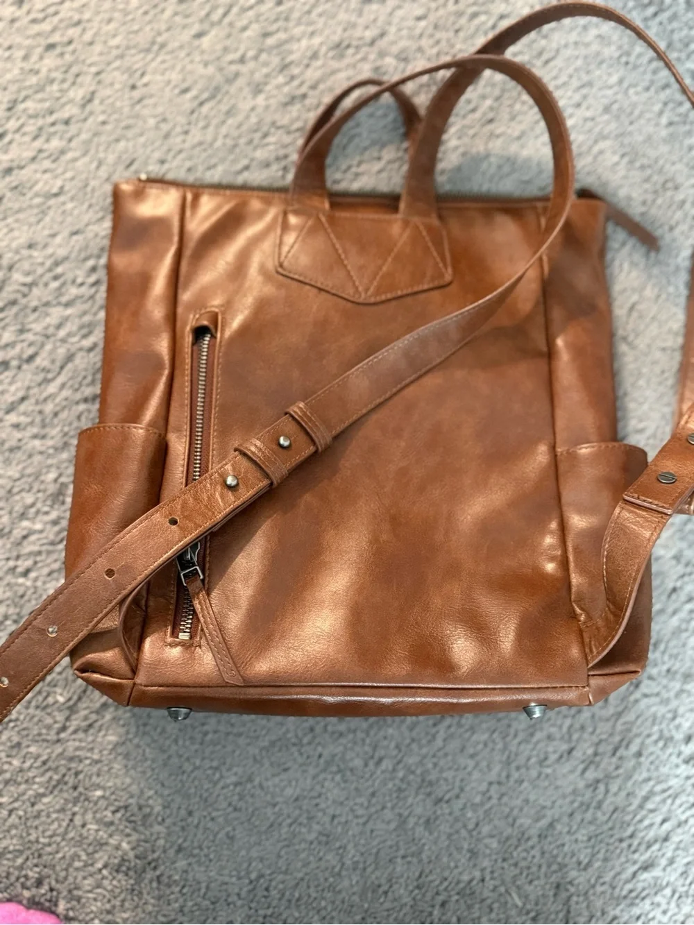 Brown Leather Backpack Tote - Classic Carry